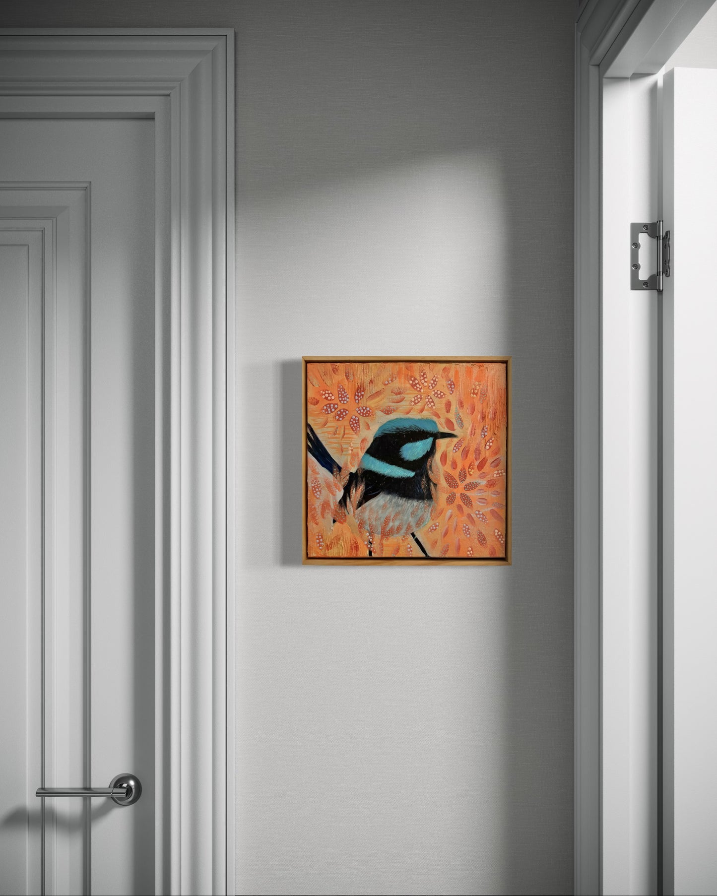 Blue wren and mallee flowers