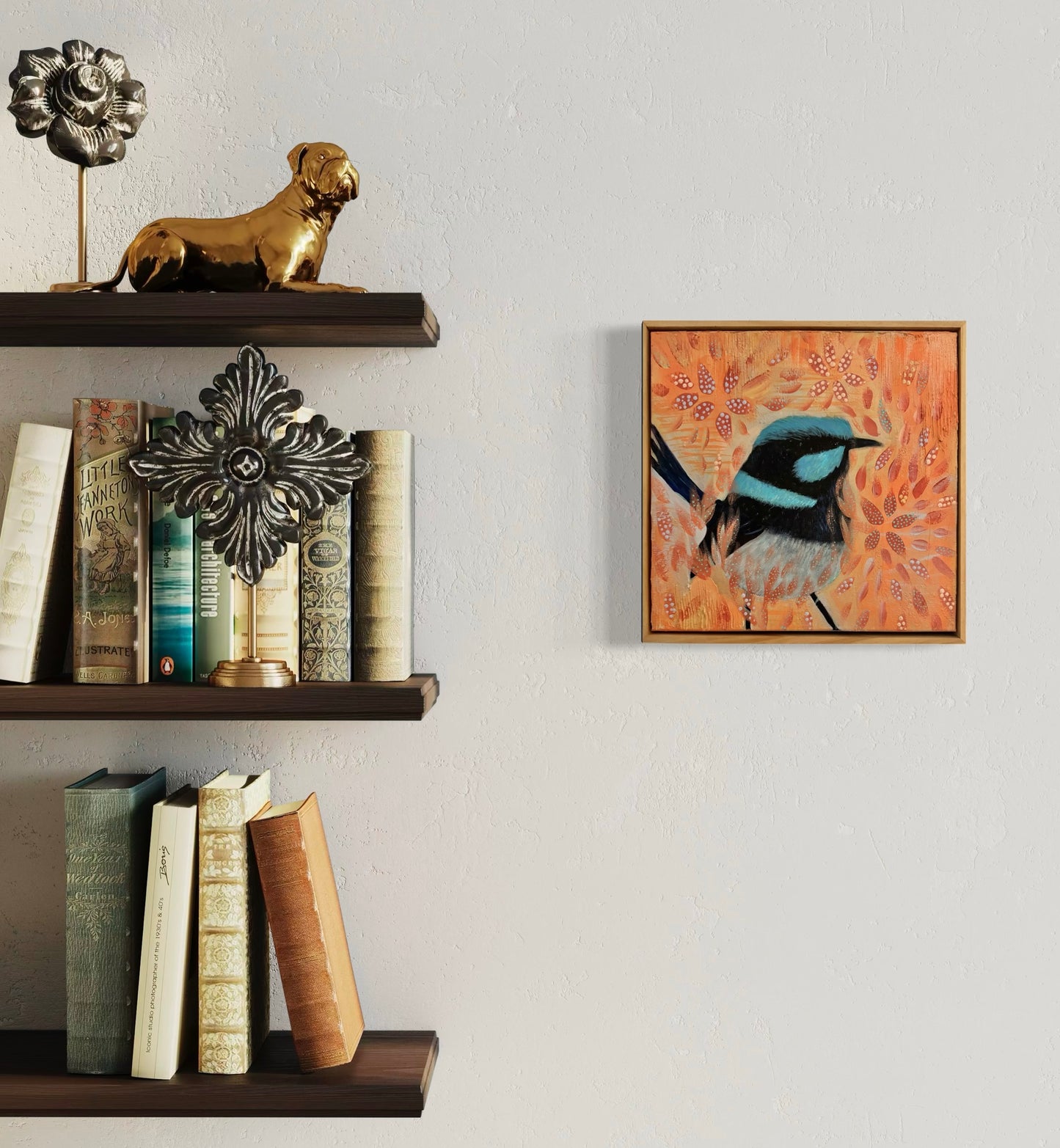 Blue wren and mallee flowers
